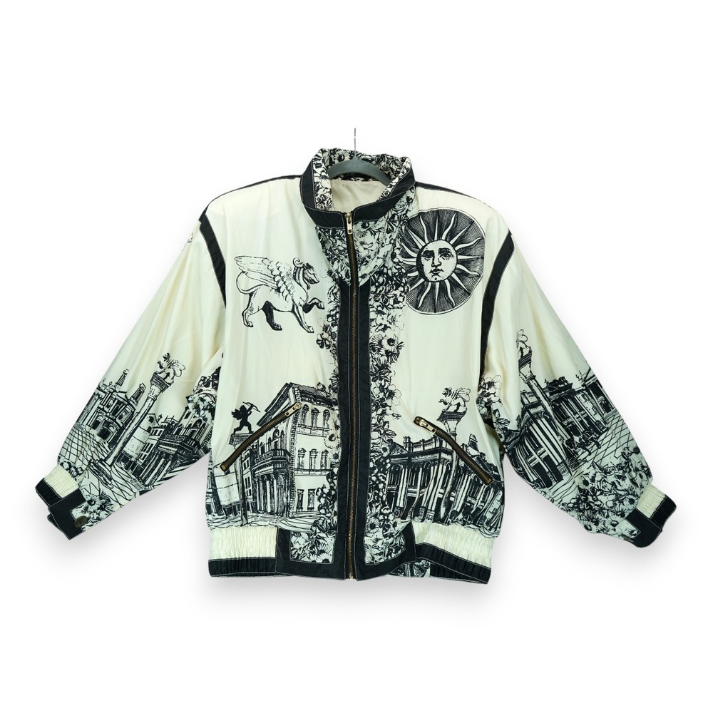 Vintage 90s J. Gallery Medieval Celestial Astronomy Windbreaker Bomber‎ Jacket